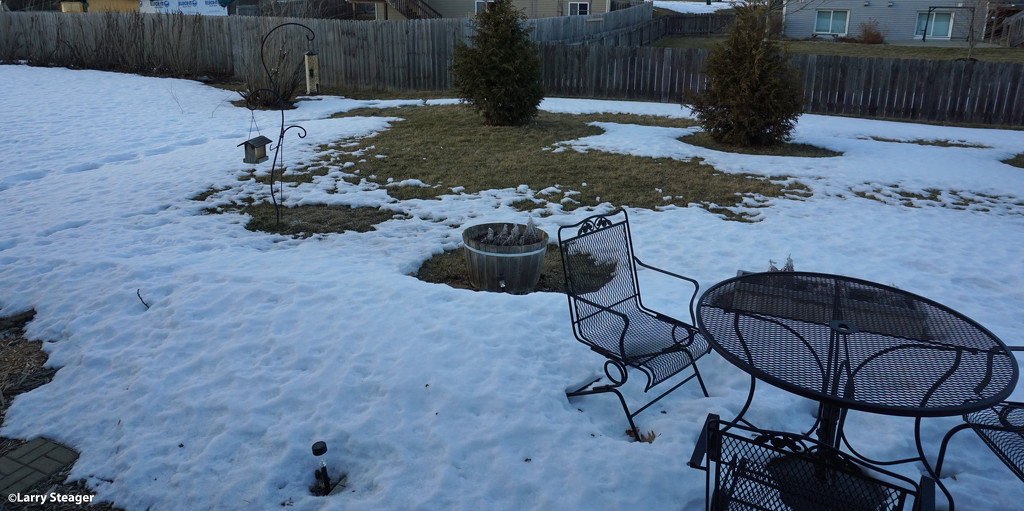Snow melt in the backyard by larrysphotos