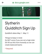 8th Apr 2020 - Quidditch Sign Up