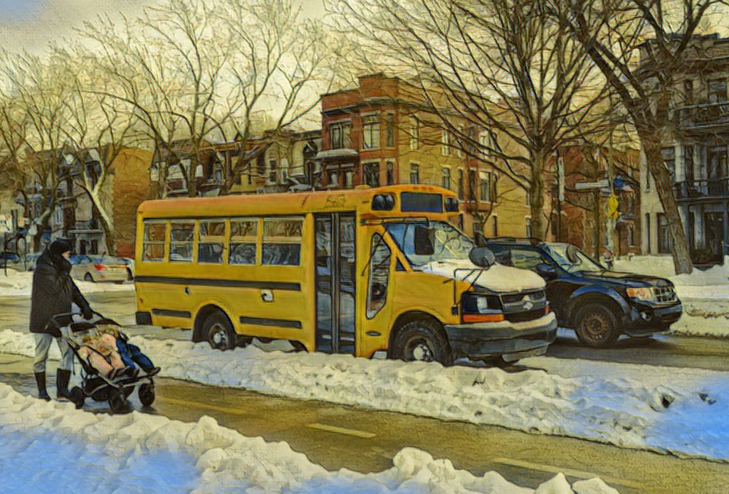 Yellow Bus a la Van Gogh by sprphotos