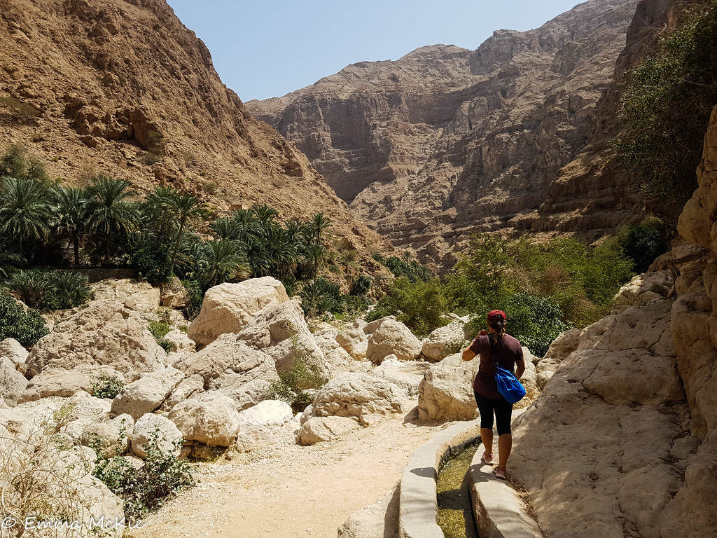 Following the falaj in Wadi Shab by clearday
