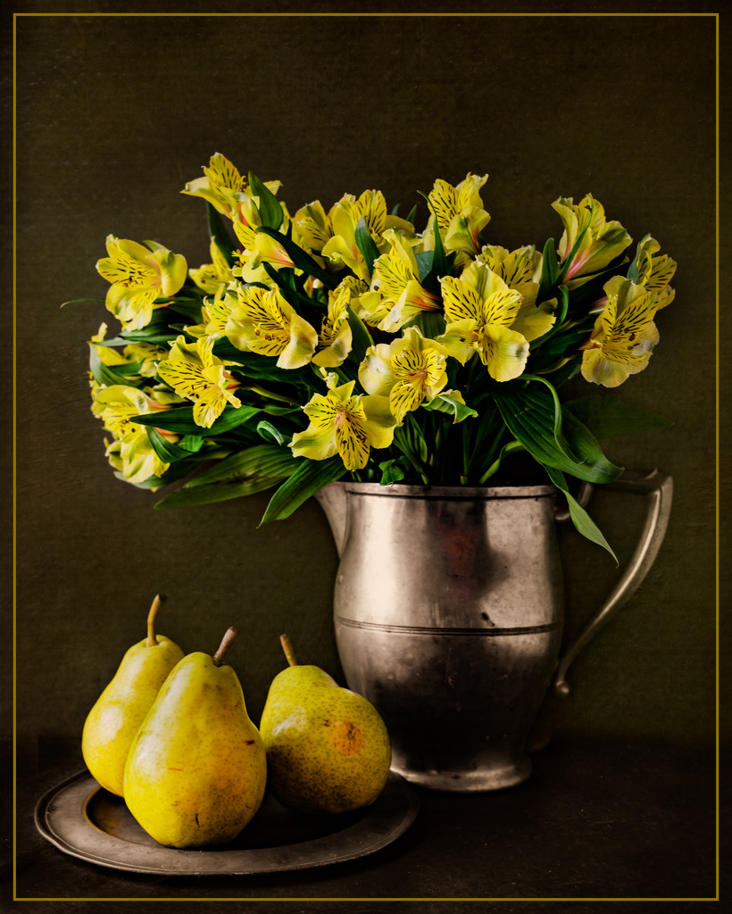 some flowers to go with the pears by jernst1779