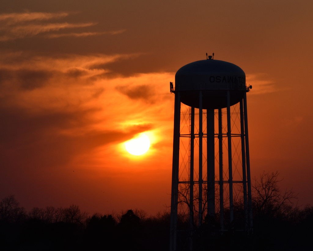 Water Tower Sunset by genealogygenie