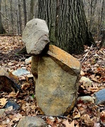 27th Apr 2021 - Creative rock statue by mountain walker (Mont St. Bruno)