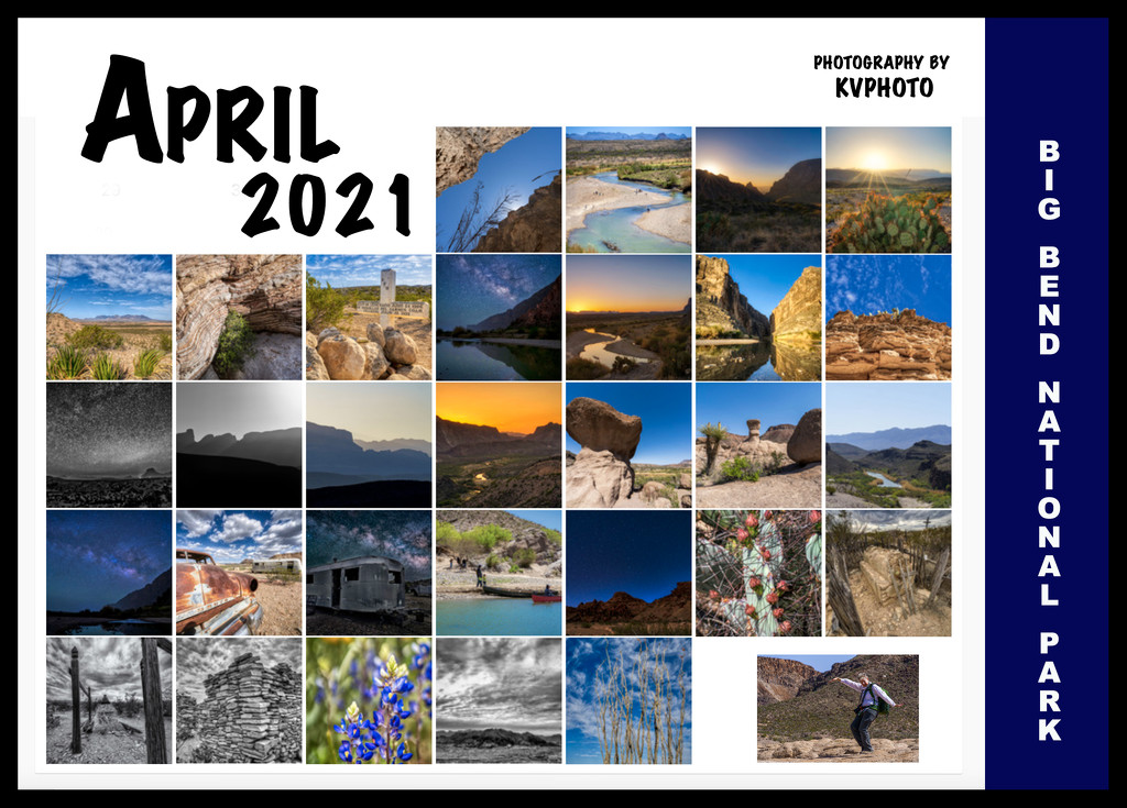 Big Bend Calendar for April 2021 by kvphoto