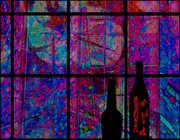 3rd Apr 2021 - Two Bottles by a Stained Glass Window