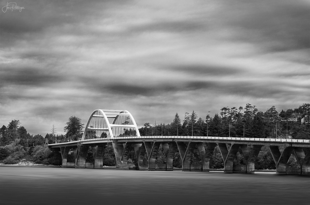 Waldport Bridge B and W by jgpittenger