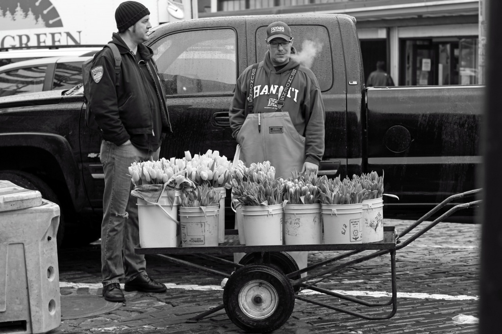The First Tulips and Daffodils  Arrive At The Market by seattle