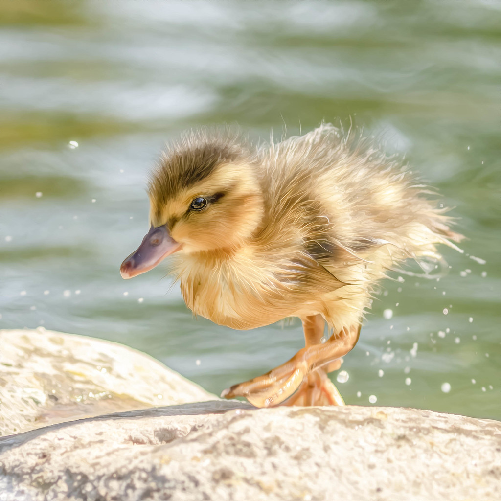 Duckling after a swim by shepherdmanswife
