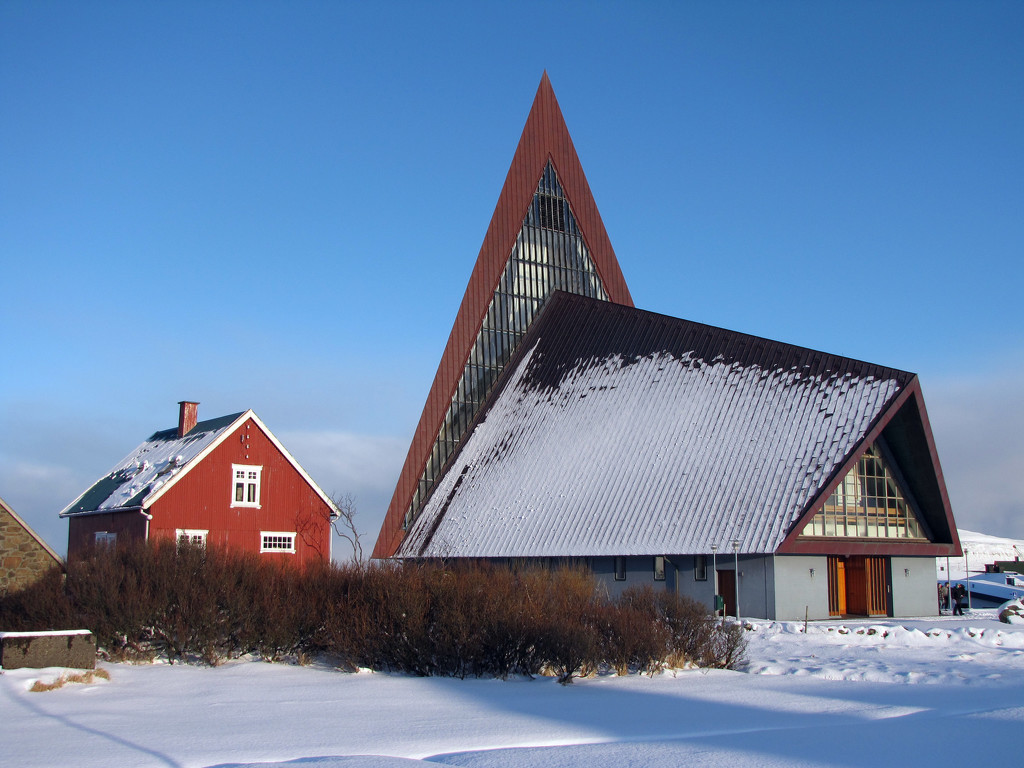 Red house and church by okvalle