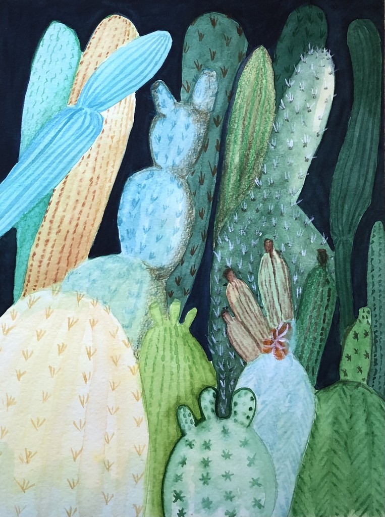 Cacti in mixed medium  by artsygang
