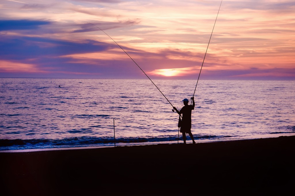 A fisherman with two poles by caterina