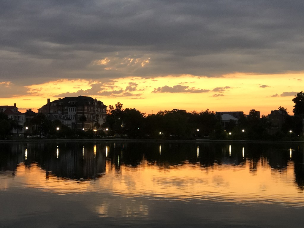 Sunset at Colonial Lake, Charleston by congaree