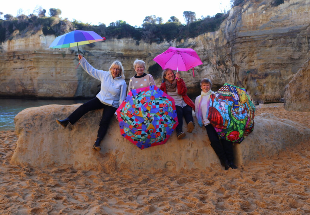 Brolly girls and the Great Ocean Road by gilbertwood