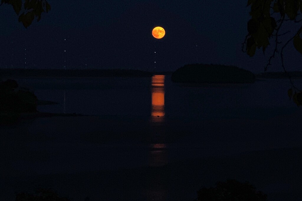 Moon over Machias Bay by berelaxed