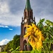 Sunflower and the church by okvalle