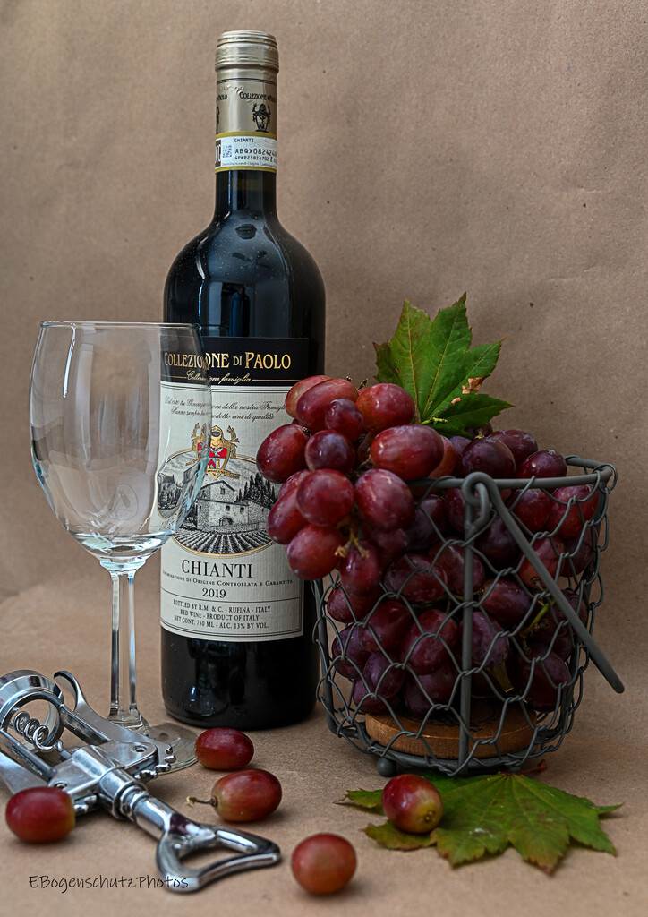 Chianti and grapes by theredcamera