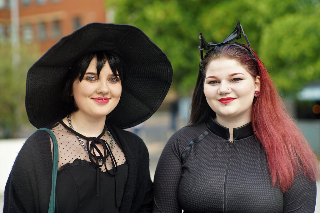Catwoman and Friend at Cosplay (Jupiter 9 Vintage lens) by phil_howcroft