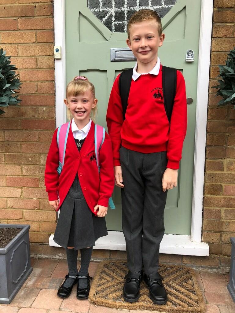 First Day Back for Finley and Niamh by susiemc