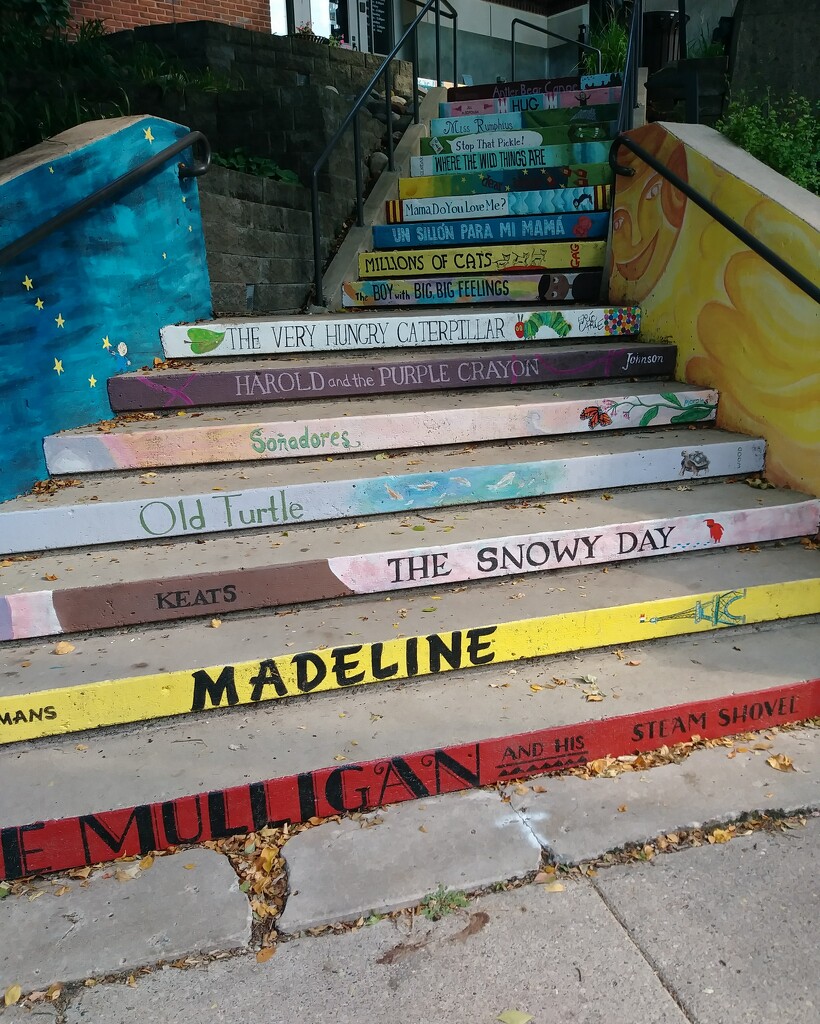 Steps painted like books by dawnbjohnson2