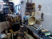 27th Sep 2021 - Wet day so in his workshop making yet another bowl 