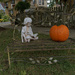 Statue with pumpkin on a bench by rminer