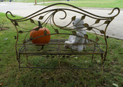 6th Oct 2021 - Child and pumpkin on a bench