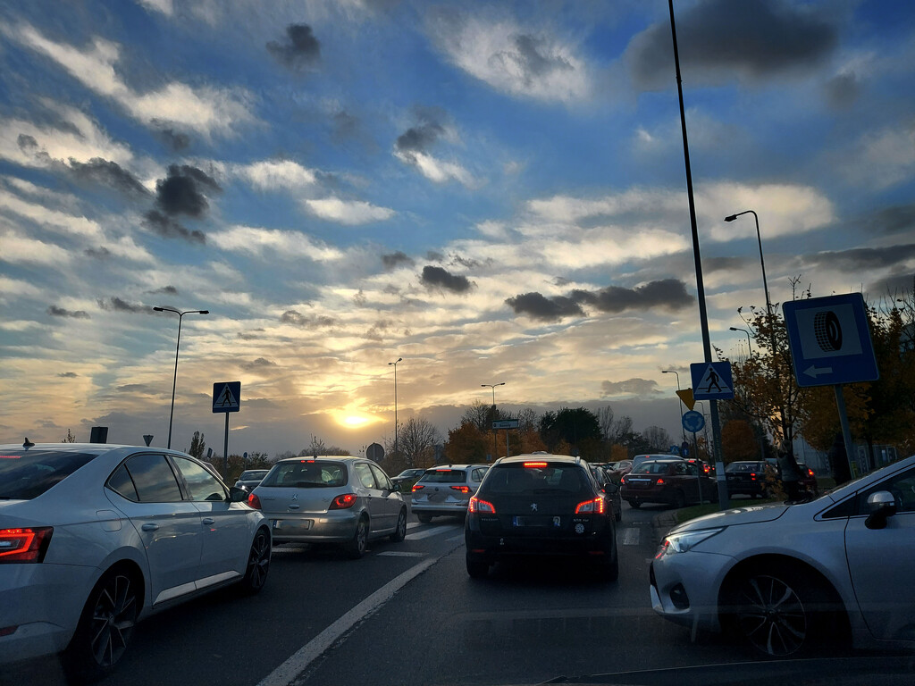 Sunset in traffic jams. by nmamaly