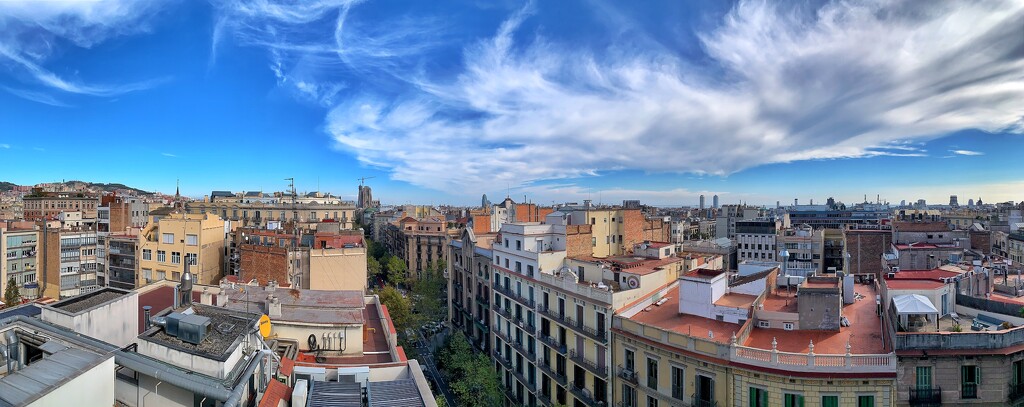 Blue sky above Barcelona.  by cocobella