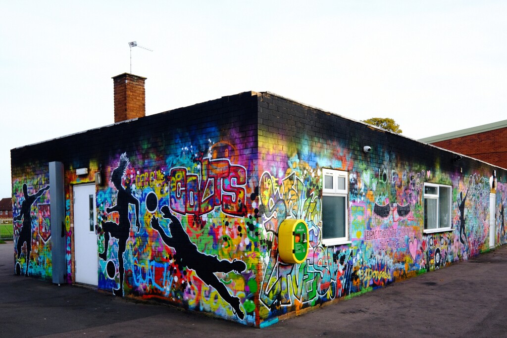 Graffitied Club House, Clipstone by allsop