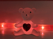 4th Feb 2021 - Back-lit Valentine bear on mantel [“Pre-filler”]