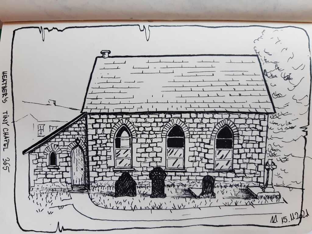 Tiny Chapel in ink by artsygang