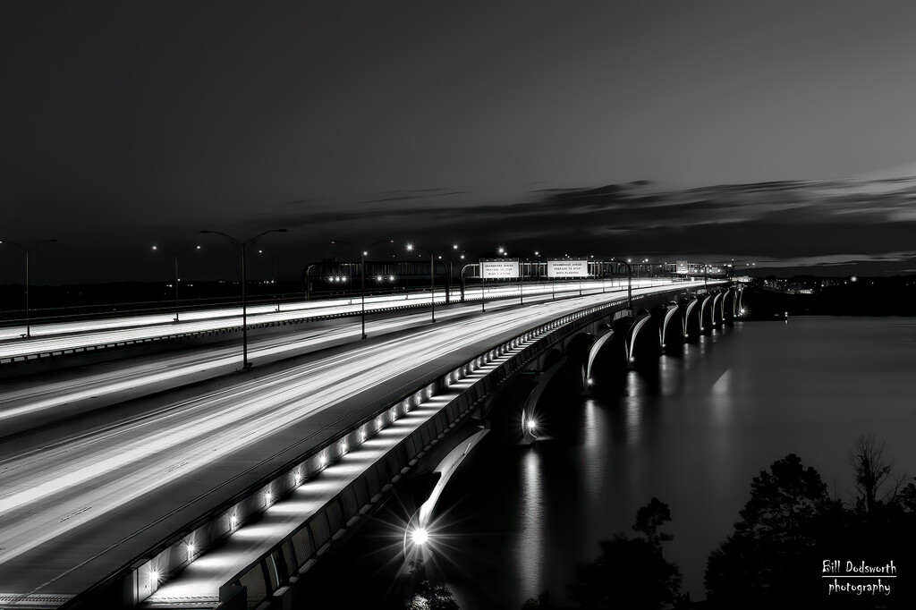 Light trails over the Woodrow Wilson Bridge 30sec exposure @ f/14 by photographycrazy