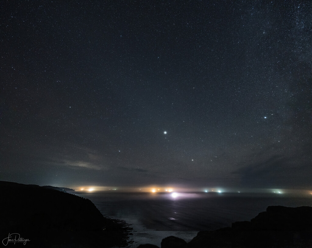 Crab Boats and Stars from Cape Perpetua by jgpittenger