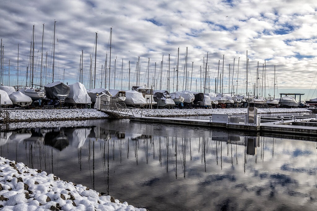 Boats in Winter Harbour  by pdulis