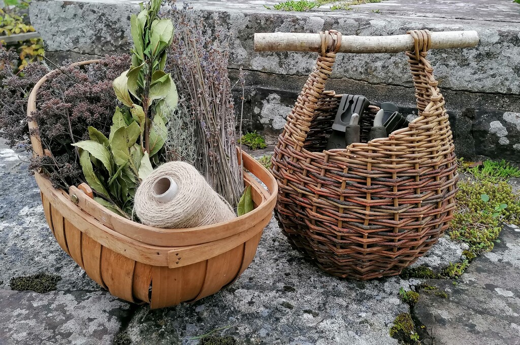 Herbs, lavender and wicker baskets  by kimka