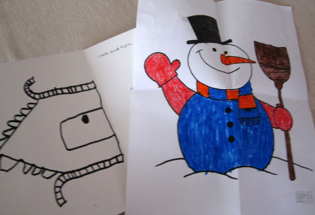 A Christmas card and a drawing by bruni