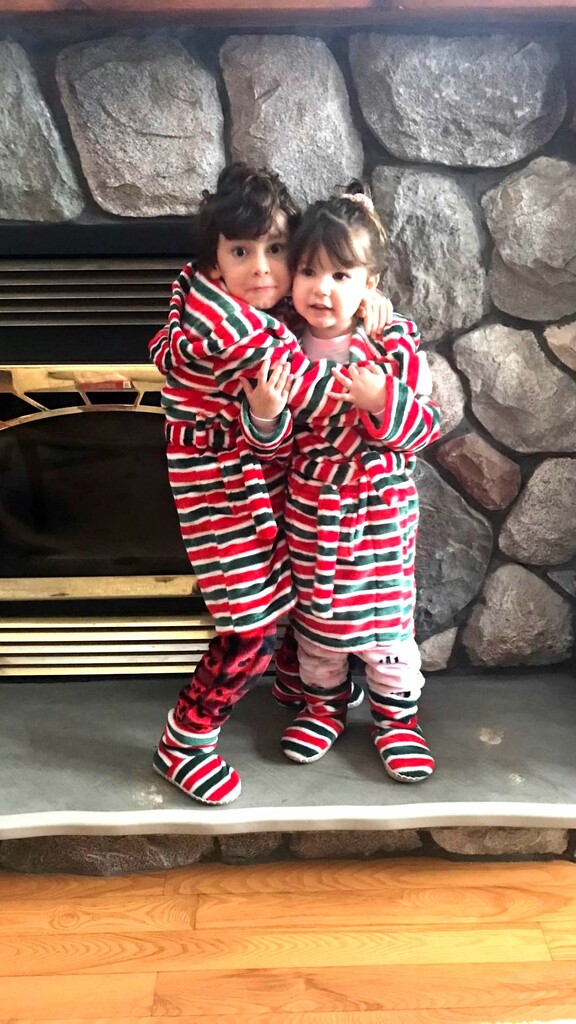 Heidi and Henry in their Christmas morning outfits by bruni