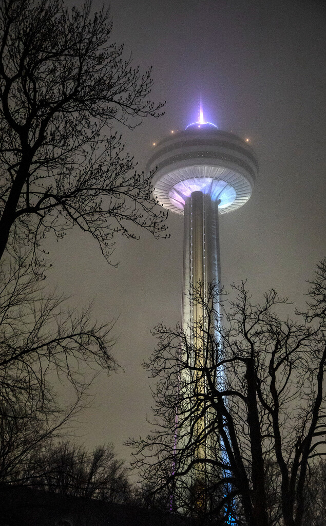 Niagara Skylon Foggy Night by pdulis