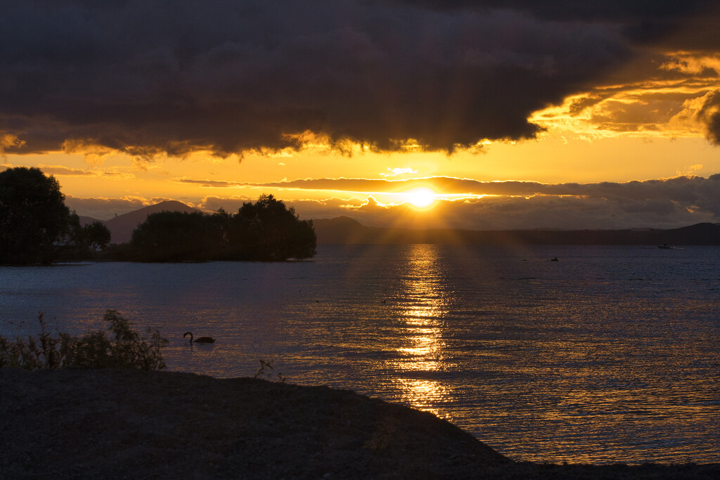 Lake Taupo Sunset by dkbarnett