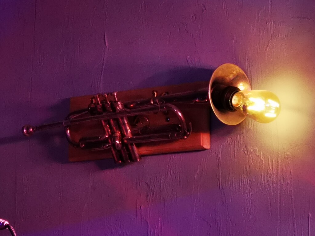 Trumpet light wall hanging by plainjaneandnononsense