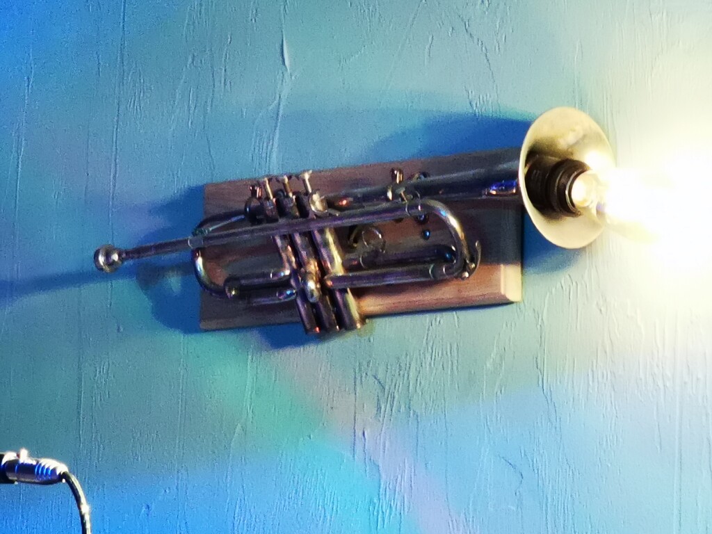 Trumpet light wall hanging by plainjaneandnononsense