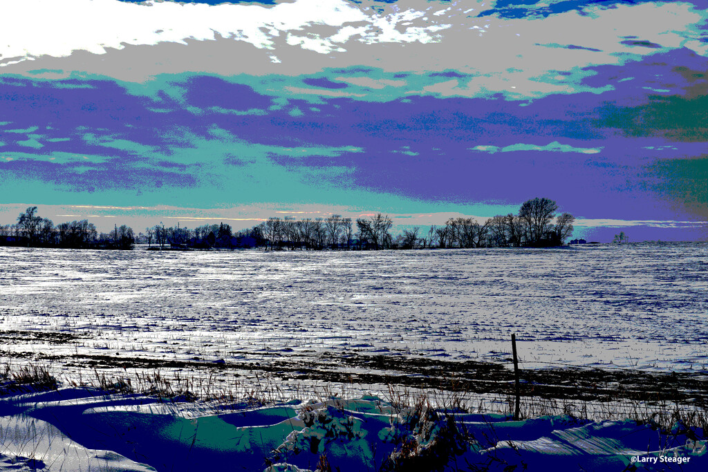 Snowy fields abstract by larrysphotos