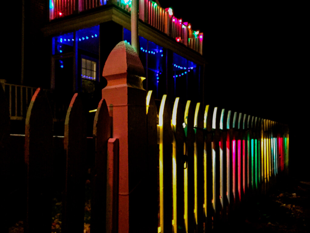 Christmas Lights on Fence by jbritt