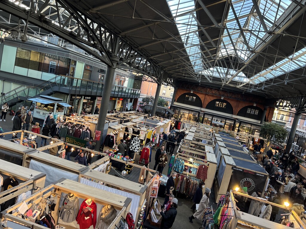 Spitalfields market stalls from the upper balcony  by cawu