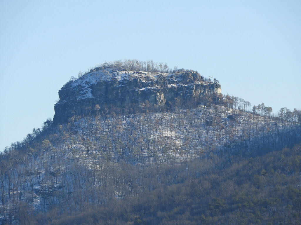 Dusting of snow on Pilot Mountain by homeschoolmom
