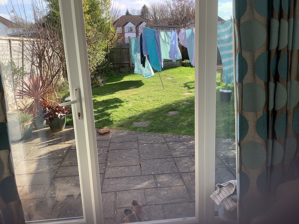 French Door Open and Washing Drying On The Line  by cataylor41