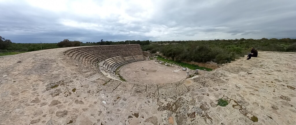 Ampitheatre at Salamis in Cyprus. Taken on panorama setting on Galaxy A12 phone. An experiment by 365jgh