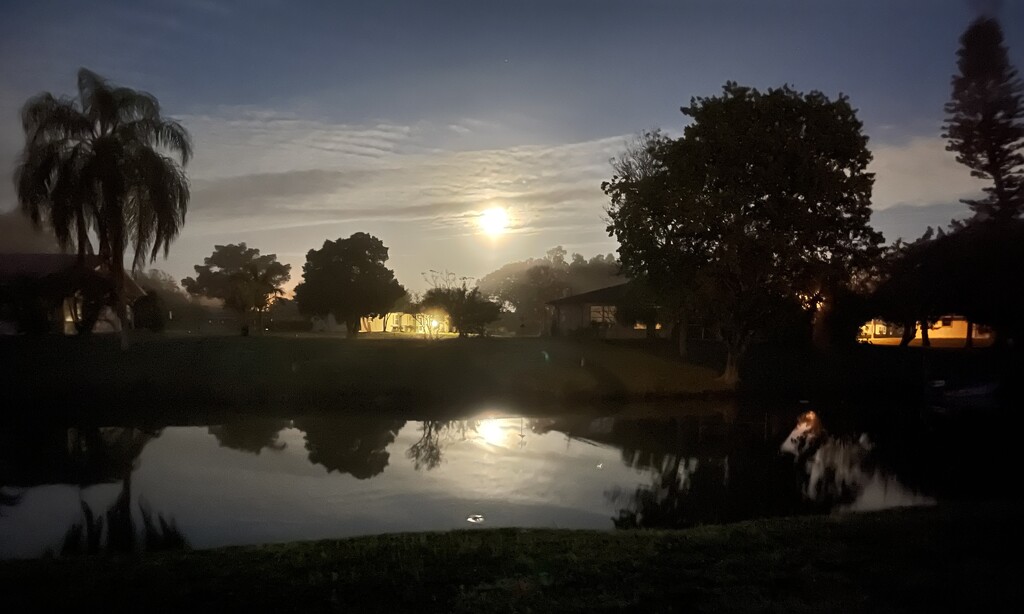 Moonset over the canal in Florida. by momarge64