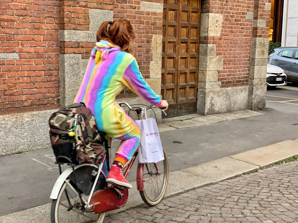 Rainbow unicorn on a bike.  by cocobella