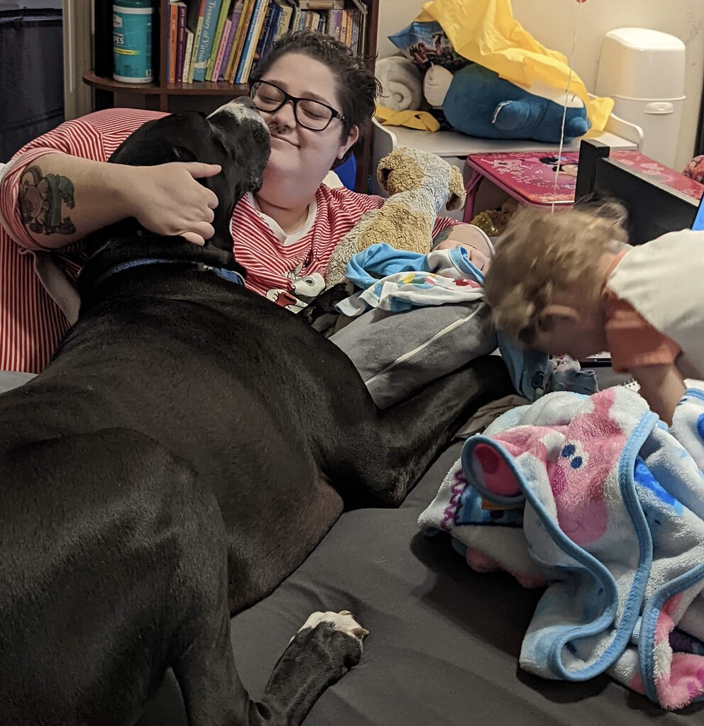 Toddler and Great Dane snuggles! by nicoleratley